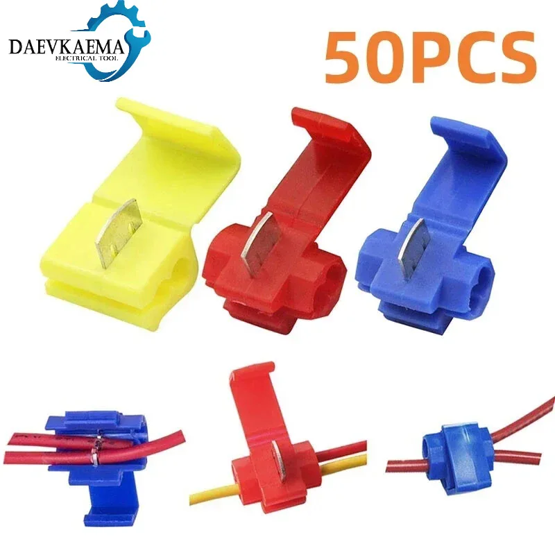 20/50PCS Wire Cable Connectors Scotch Lock Electric Quick Splice Terminals Crimp Non Destructive Without Breaking Line AWG 22-18
