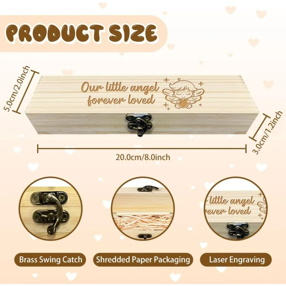 Pregnancy Test Keepsake Box Angel Wooden Pregnancy Test Gift Box with Raffia Ribbon and Lock Pregnancy Announcement Gifts Box