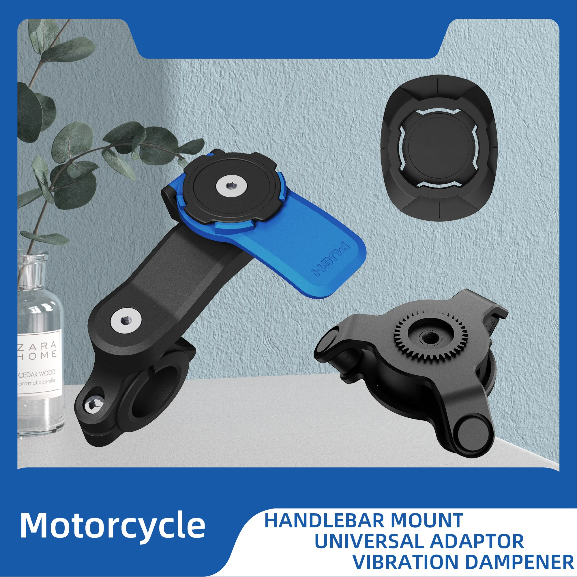 Motorcycle Handlebar Mounts with Vibration Dampener universal adaptor cellphone mount