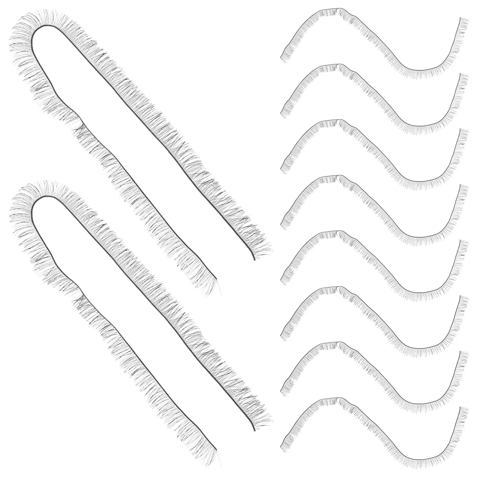 10Pcs Realistic Thick Eyelash Strips for Bjd DIY Eye Accessories Curl Volume Effect Adjustable Length Craft Lash Supplies