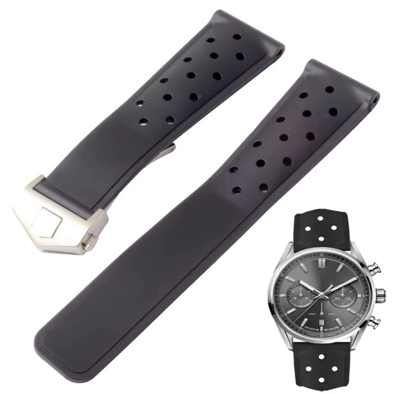 Breathable Silicone Watch band for TAG Heuer Strap F1 CAZ201 WAZ2113 CAZ1010 Watch Band 22mm Soft Rubber Bracelet Folding Buckle