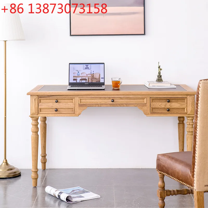

Американский деревенский письменный стол из ясеня с тремя ящиками, европейский компьютерный стол из массива дерева, простой современный письменный стол, мебель