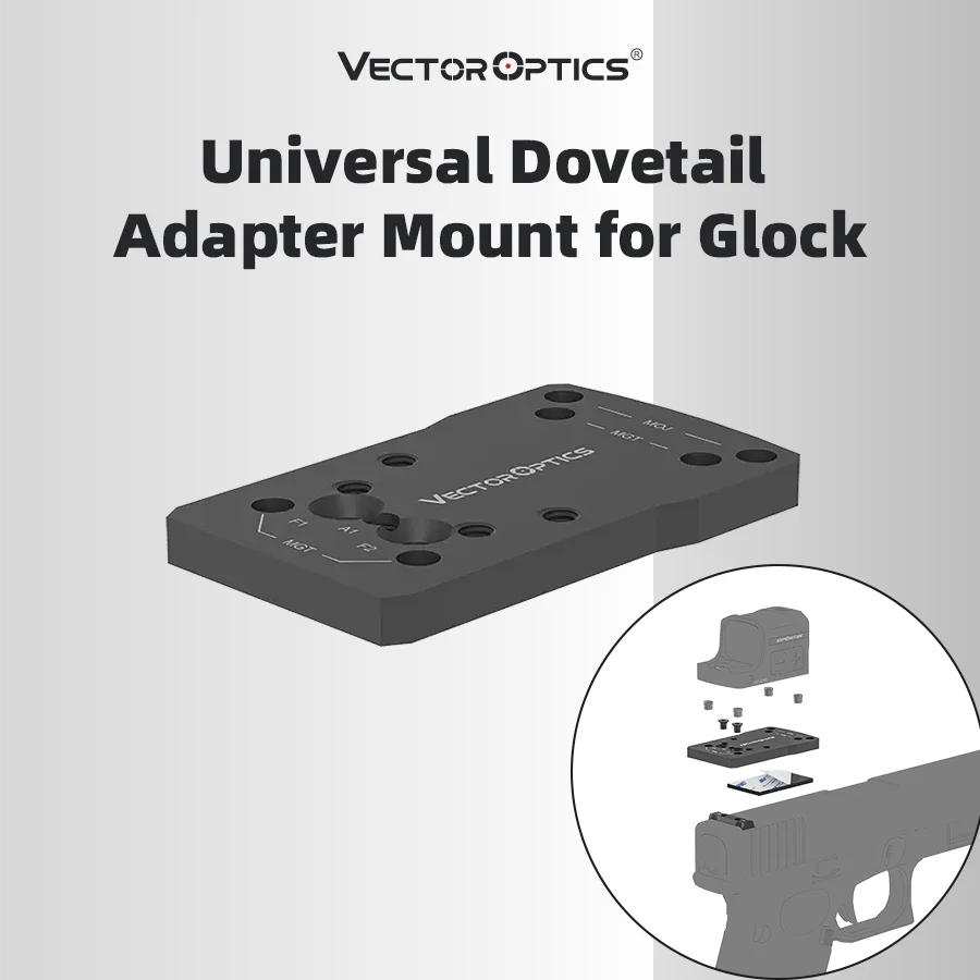 Vector Optics Moj Mgt Dovetail Adapter for Glock Universal 2-In-1 Rear Sight Mount Fits Rmr/rmsc Footprints