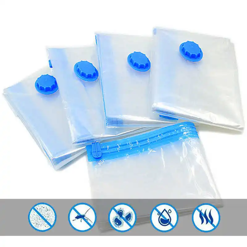 5 Pack Vacuum Storage Bag For Clothes Space Saving Air Pump Sealed Transparent Compression 40x60 60x80 80x120 Home Organizer