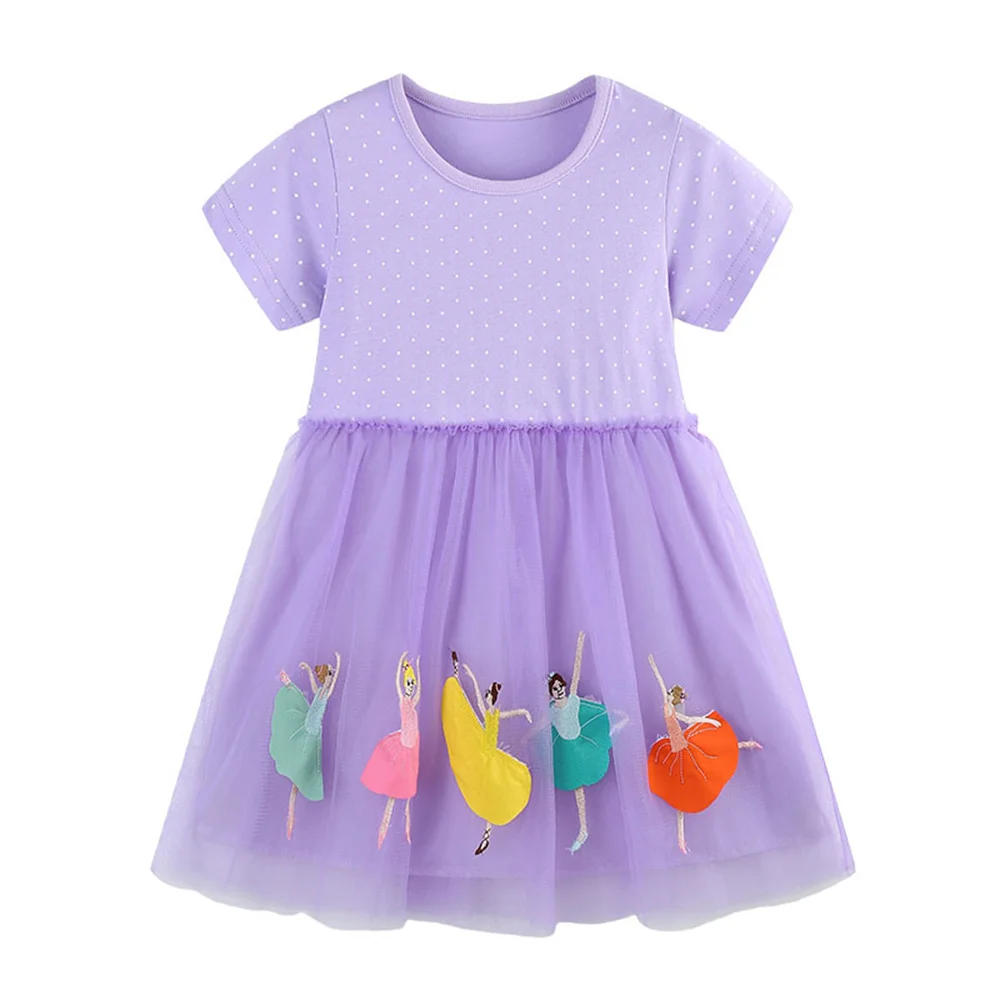 

Princess Girls Dress Dancing Girls Embroidery 2-7T Short Sleeve Kids Vestidos Birthday Party Baby Clothing Wedding Dresses