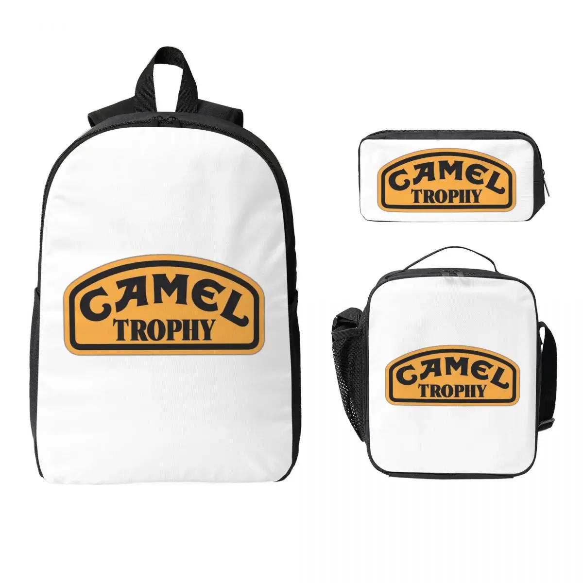 

Camel Trophy Classic Logo Backpack Student BookBag School Bag Computer Shoulder Bags 3ps Insulated Lunch Bag Pencil Case