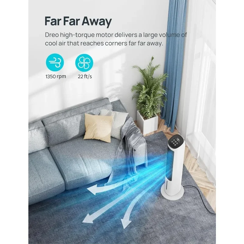 Ventiladores de refrigeración Dreo que soplan aire frío, enfriador de aire evaporativo de 40", ventilador de torre mejorado 2023 para dormitorio con 80 °   Oscilante
