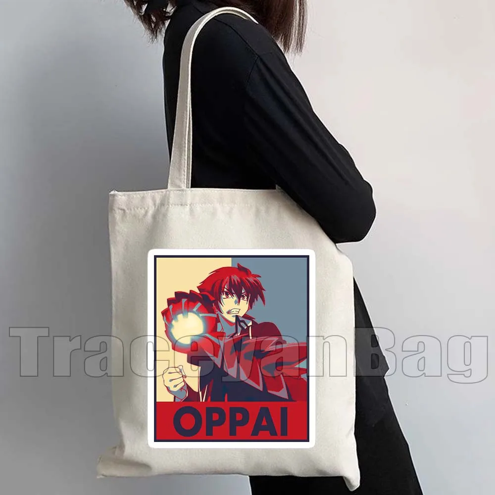 المدرسة الثانوية DxD Akeno Himejima Issei مثير هنتاي أنيمي رياس أوباي فن البوب الهدايا قماش حقيبة كتف للمتسوقين حقيبة يد قطنية