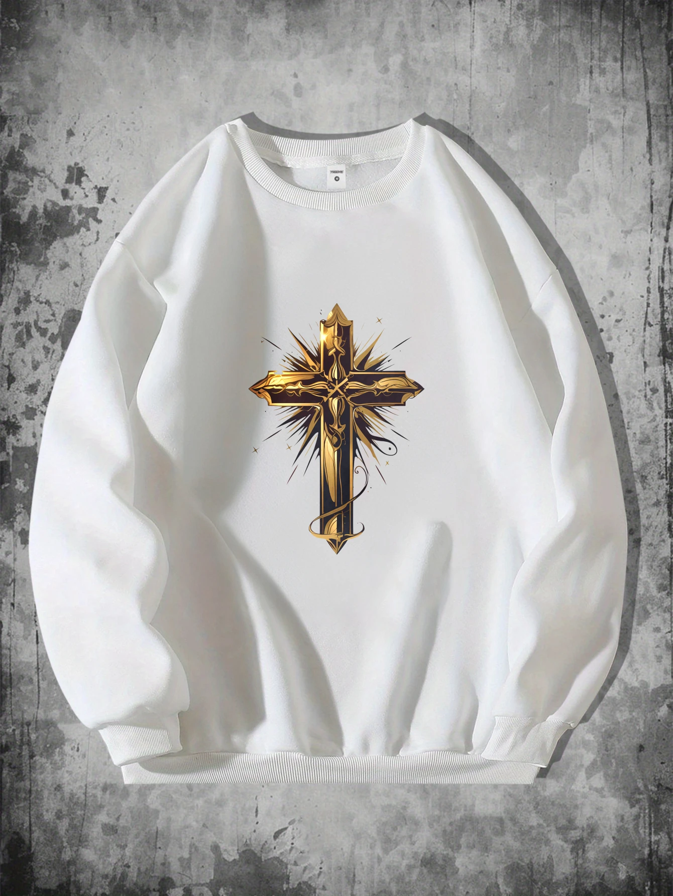 

Men's t-shirts Y2k Luxury Autumn Long sleeves Golden Cross Design Printed Graphic t-shirt Anime Oversize Sports