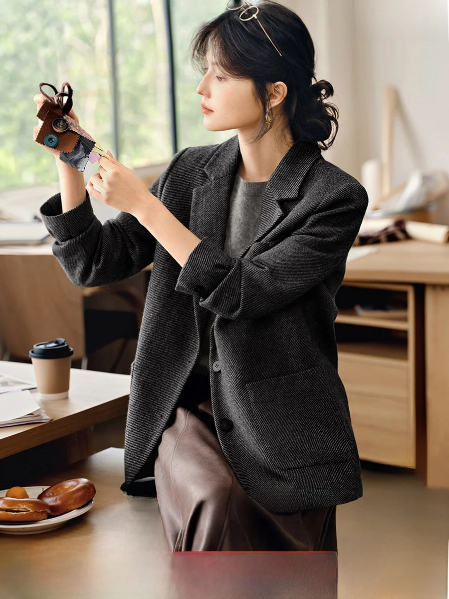 

XWI Vintage Tweed Women's Suiting Jaet Casual Commute Profional Lightweight Autumn Winter Faion Polyester Fiber