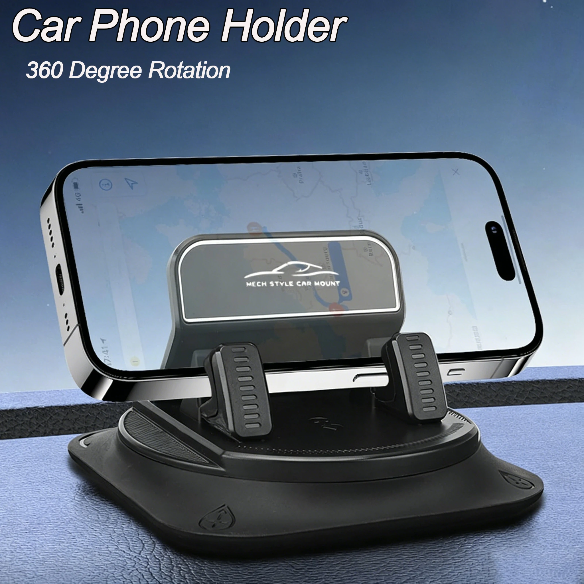 Kebidumei Car Phone Holder Car Dashboard Support Bracket Mount Anti-Slip Pad Universal 360 Degree Rotatable Navigation Holder
