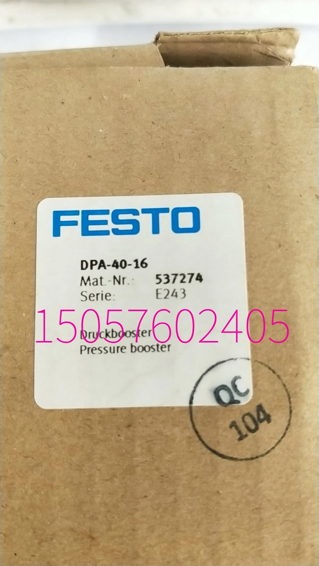 Festo FESTO DPA-40-16 537274 Supercharger Genuine Spot.