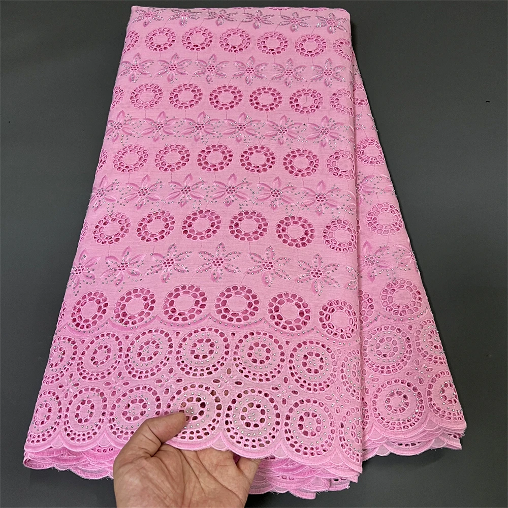 

2023High Quality African Nigerian Tulle Lace Fabric For Sewing Wedding Party Gown Dress Embroidered Cotton Damask 5Yard