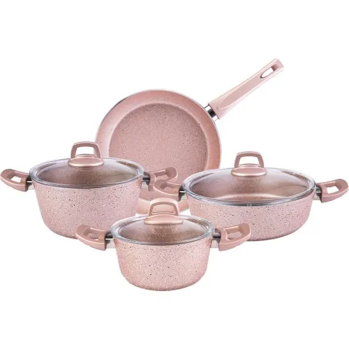 Emsan Arven 7 Piece Pink Granite Cookware Set