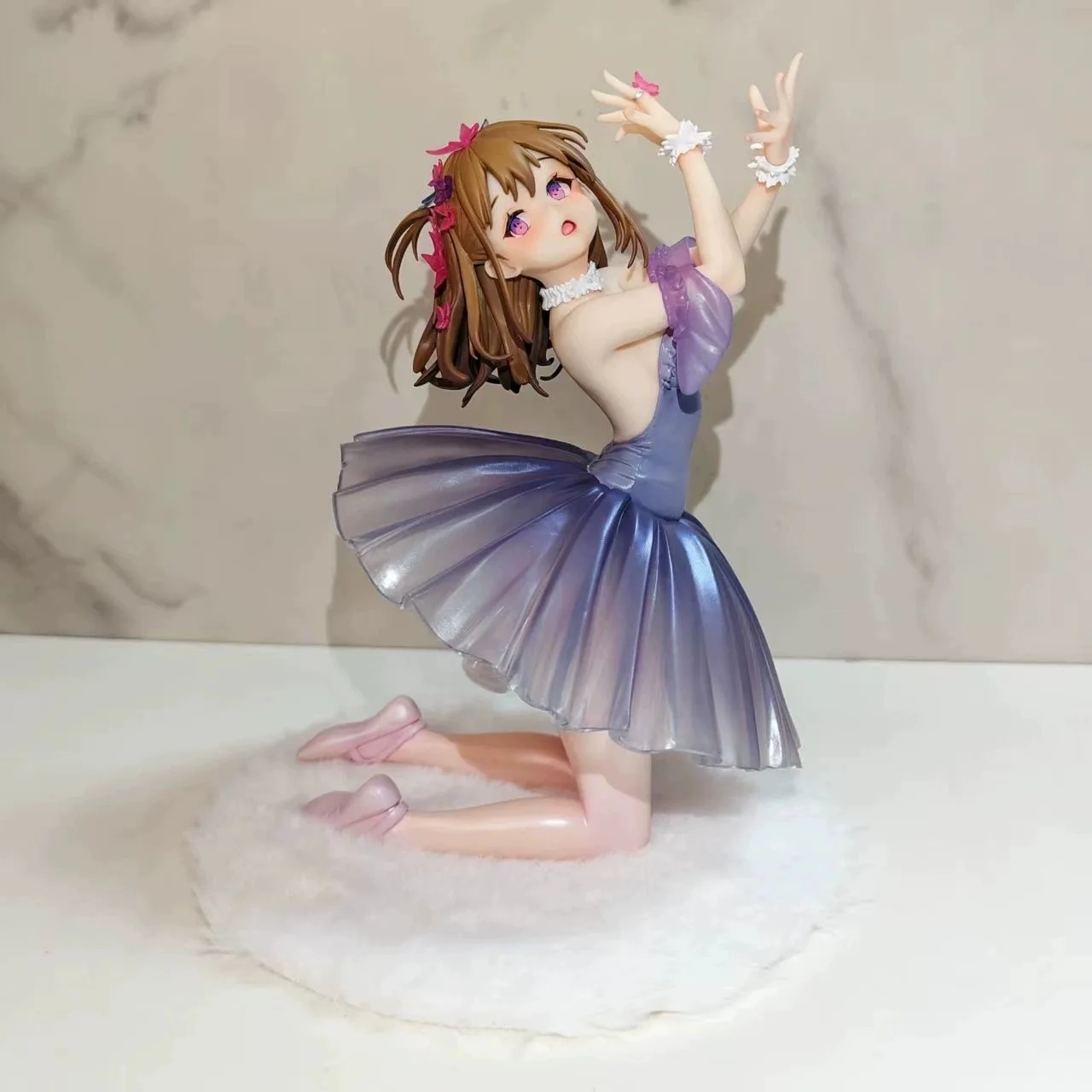 

Cute Ballerina Girl Gray Swan Style Stage Themed Anime Black Swan Girl Model Ornament Collectible Gift