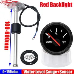 100-600mm Stainless Steel Marine Water Level Gauge Sensor Fit Boat Car Water Level Gauge Meter 0-190 ohm with Red Light custom