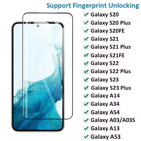 Full Cover Tempered Glass For Samsung Galaxy S23 S22 S21 Plus S20FE Screen Protector A14 A34 A54 5G A03 A13 A53 Glass Film