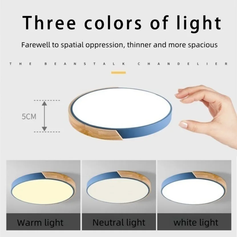 Modern LED Ceiling Light Macaron Circular Creative Wooden Decorative Lighting Children's Room Bedroom Balcony Pendant Light