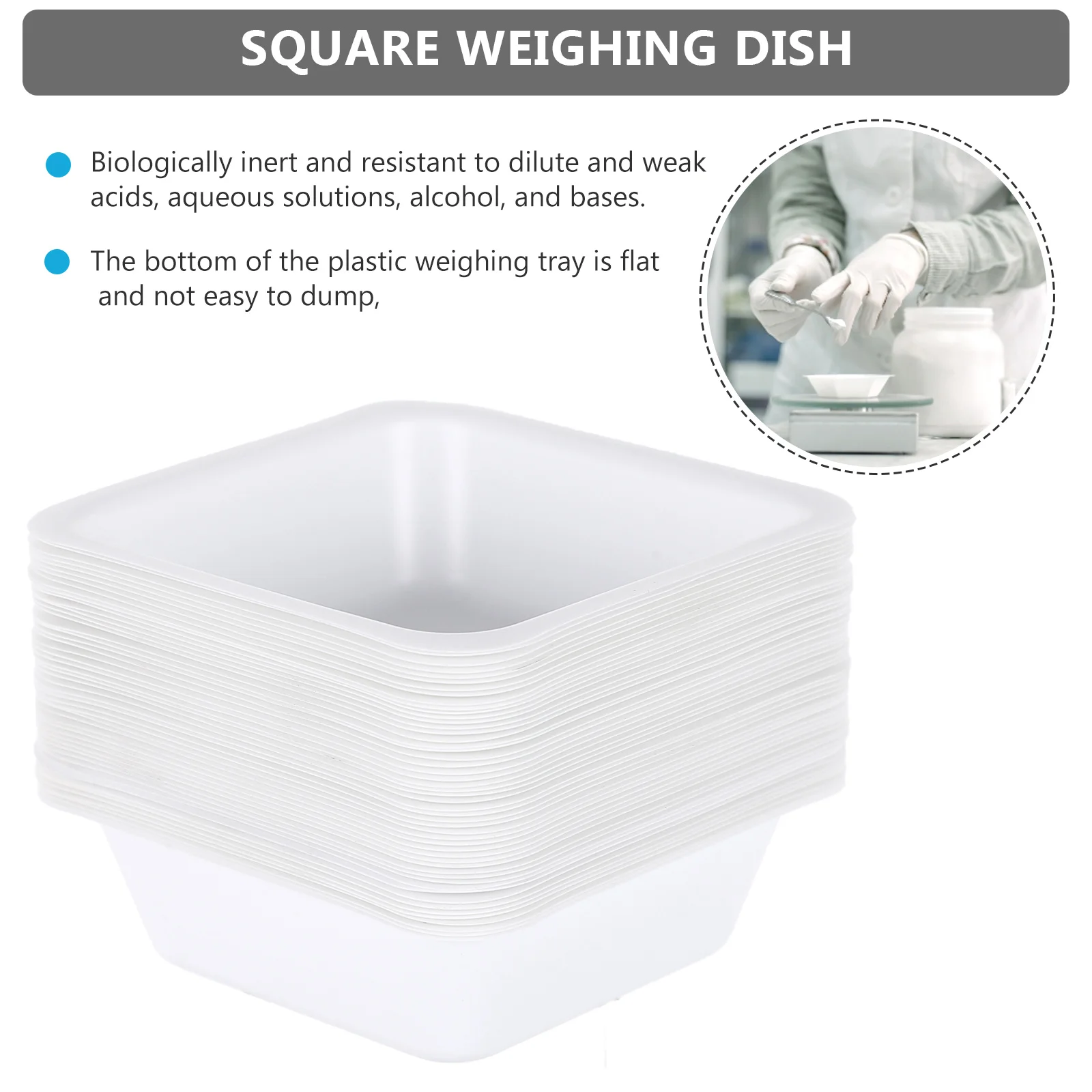 

50pcs Square Weighing Boat 100Ml Anti-Static Plastic Weighing Tray Non-Stick For Lab Liquid Powder Measuring Disposable