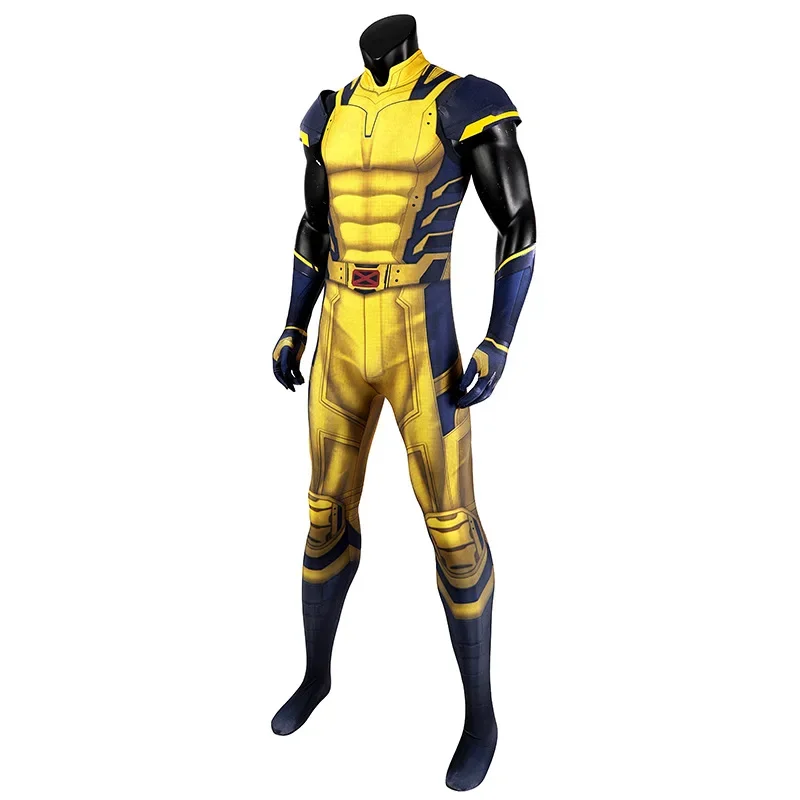 Mono de Cosplay de Lobezno de superhéroe para hombres, mono Zentai con estampado 3D, Mono de fiesta de Halloween