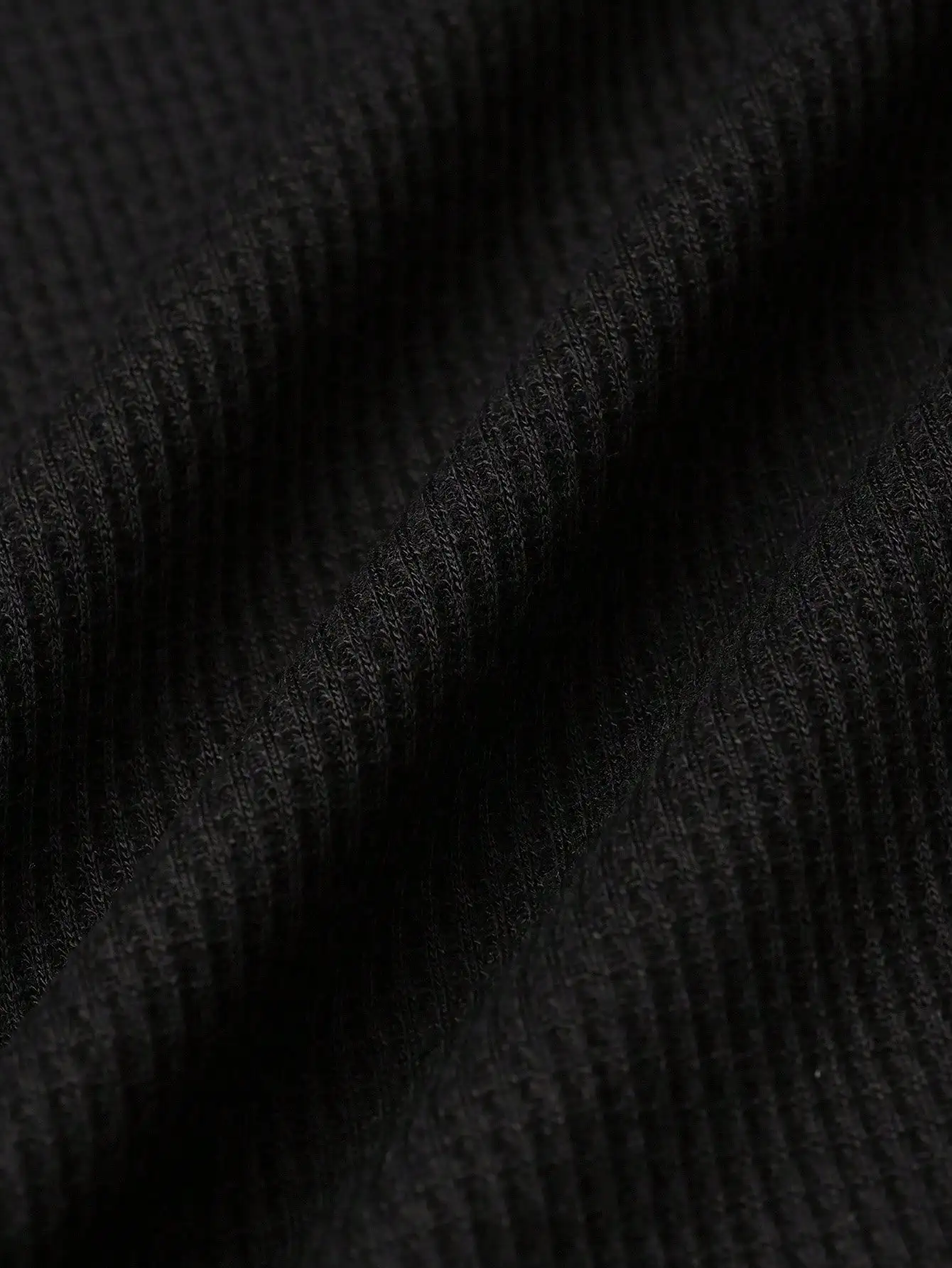 Haut à manches longues en tricot gaufré noir pour homme avec bordure blanche, t-shirt décontracté pour l'automne