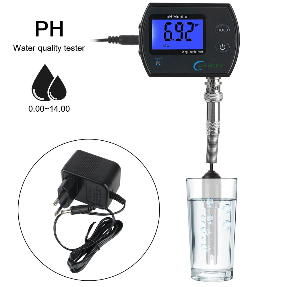 EU plug Professional Accurate pH Meter Online pH monitor Acidometer for Aquarium Multi-parameter Water Quality Monitor