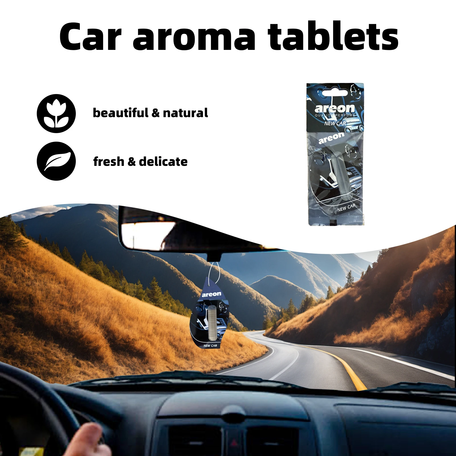 Areon 5/20 قطعة معطر هواء جديد للسيارة، ورق معطر للشاي الطبيعي، نوع معلق مثبت على السيارة، ملحقات السيارة الداخلية #3