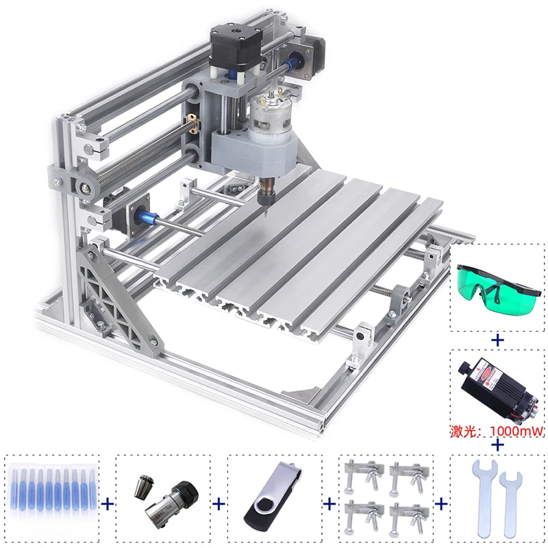 CNC 3018 2 IN 1 Engraver With 200W Spindle,1W big power laser engraving 3 Axis pcb Milling machine With ER11 DIY Wood Router