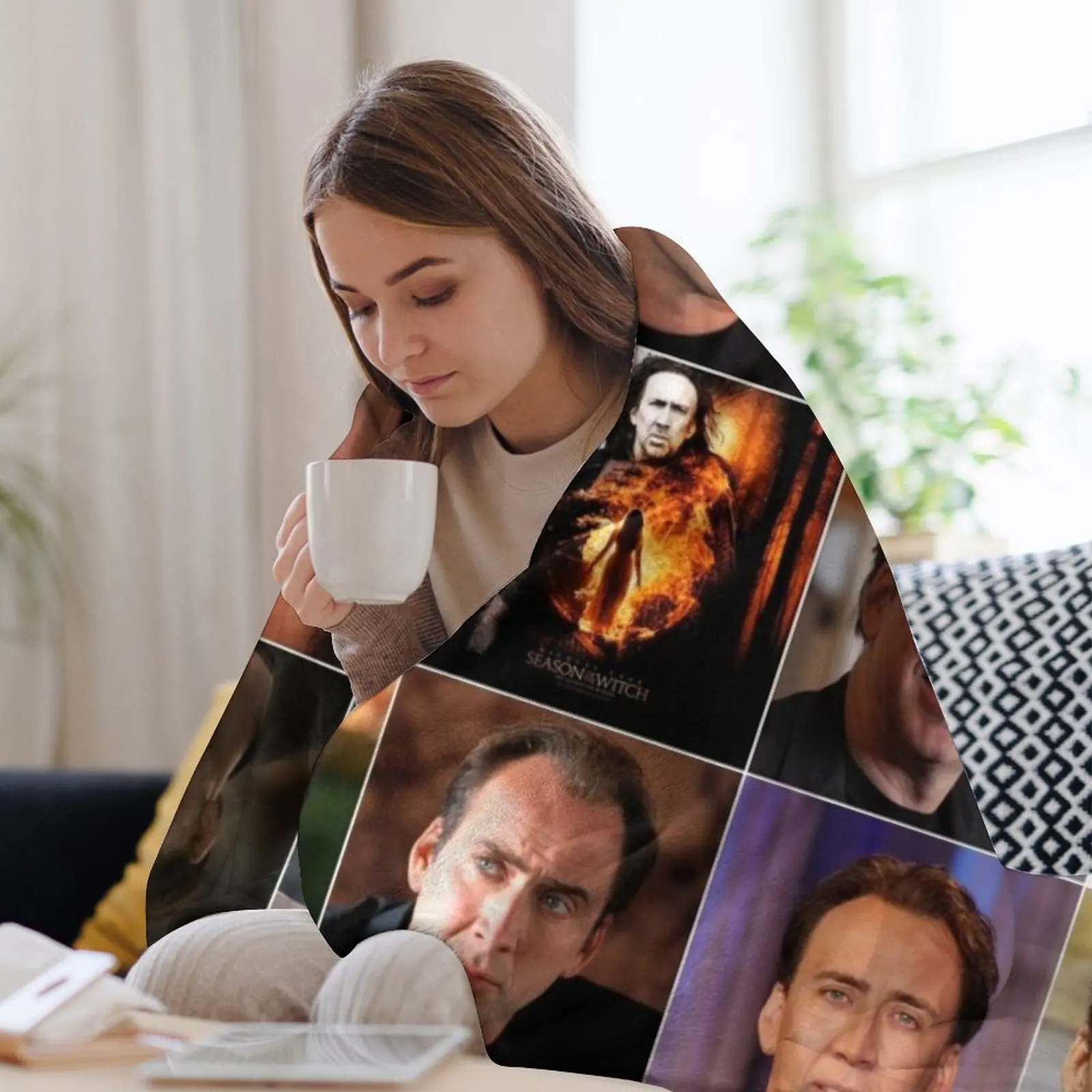 نيكولاس كيج صور كولاج رمي بطانية سرير منقوشة على الأريكة الثقيلة للنوم بطانيات فضفاضة #3