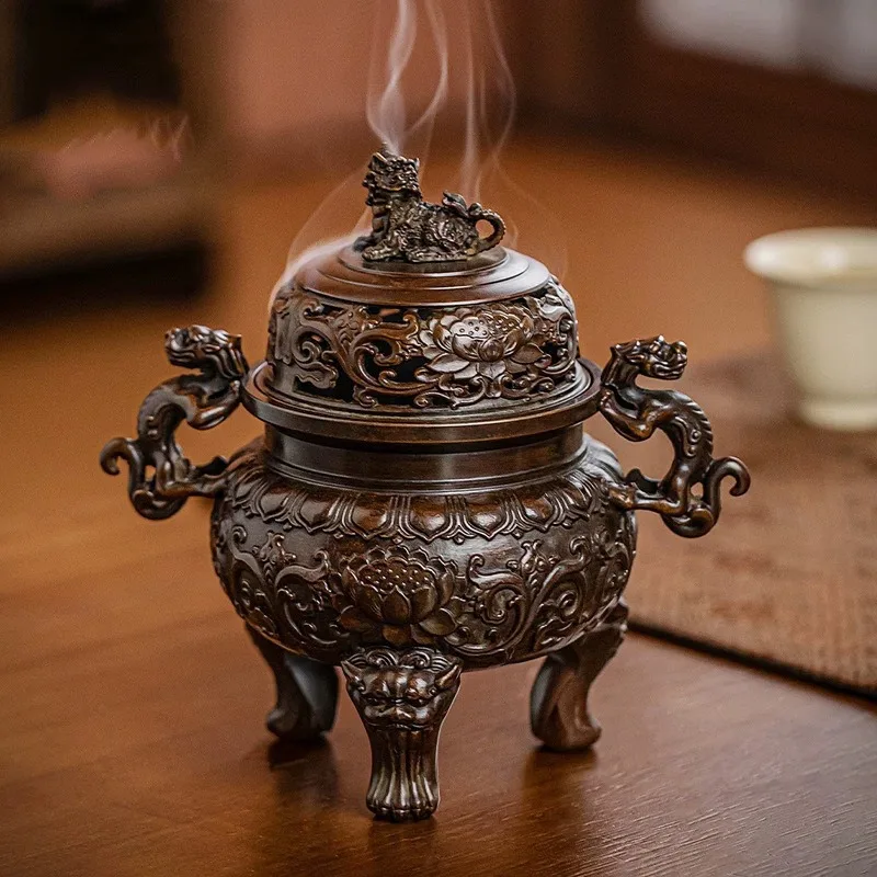 

Copper incense burner retro three-legged aromatherapy burner sandalwood incense housewarming gift home entrance ornament