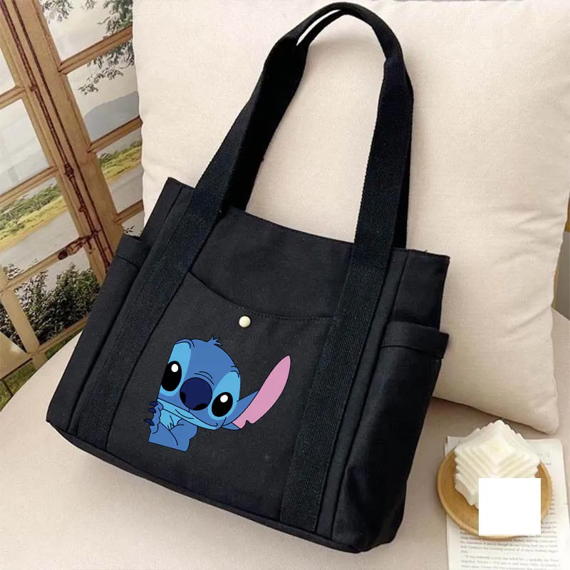 Disney Lilo & Stitch o dużej pojemności Tote Bag płócienna modna torba na ramię torebka dla pań torby zakupowe na co dzień