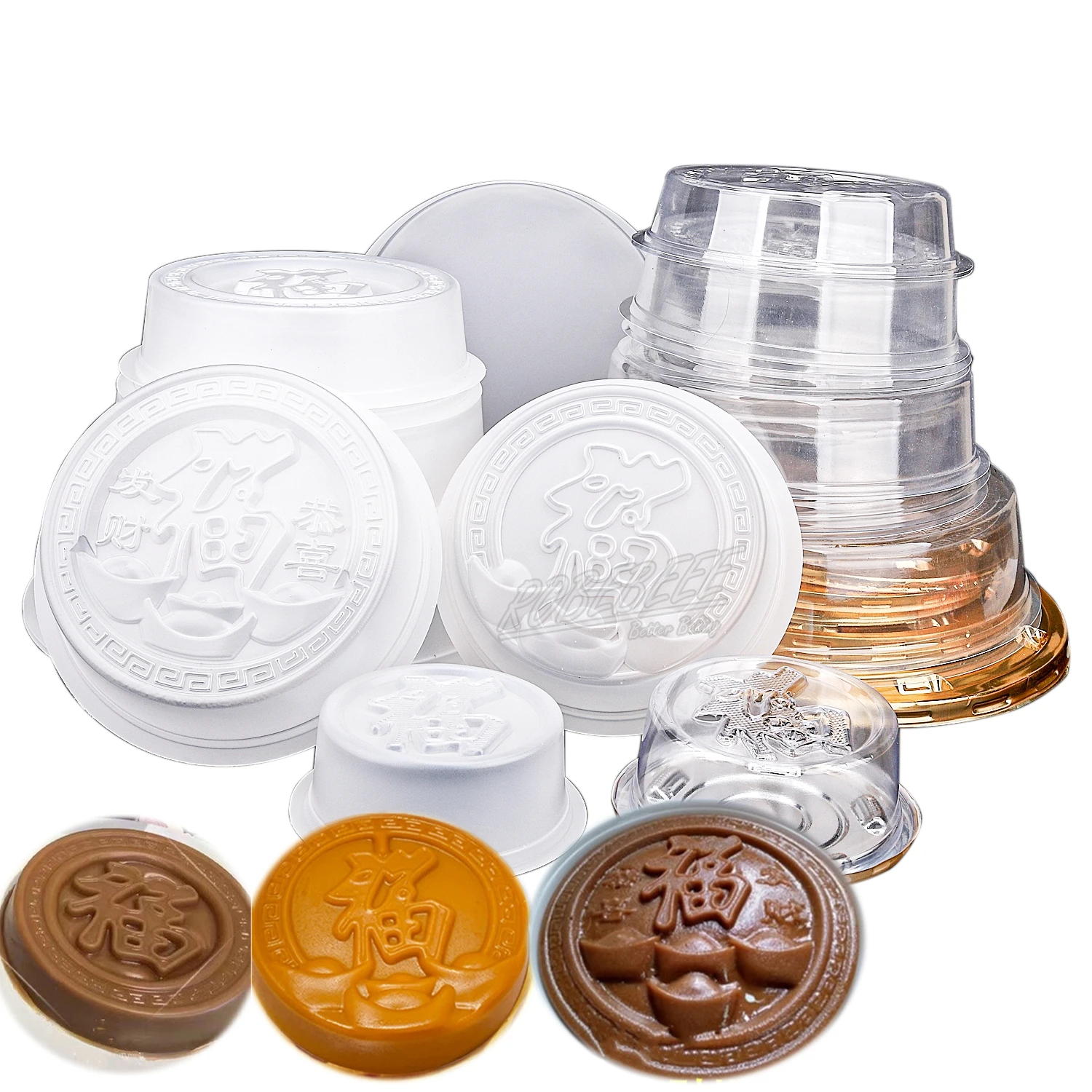 Bowl Shape Chinese Word Fu and Gong Xi Fa Cai with Coin Pudding Mold Water Chestnut Cake Maker Packaging Box Festival Food Tools