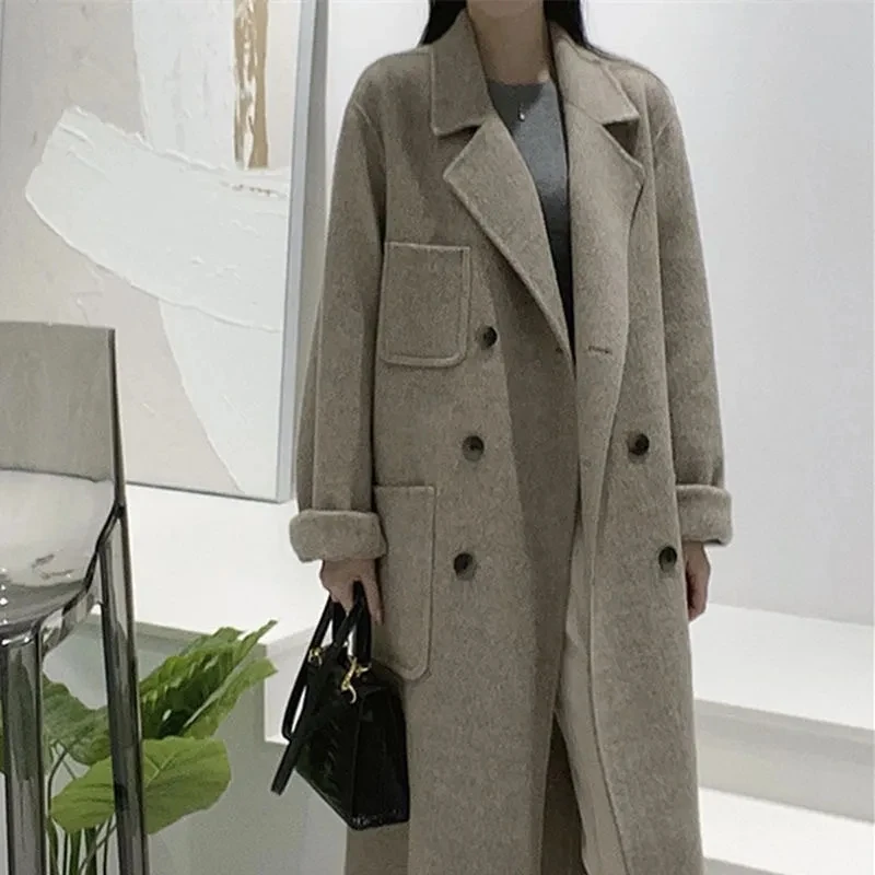 

Double breasted Women's Wool Jacket Fashionable Temperament Slim Double-sided Wool Coats Medium length 2025 Autumn/Winter New