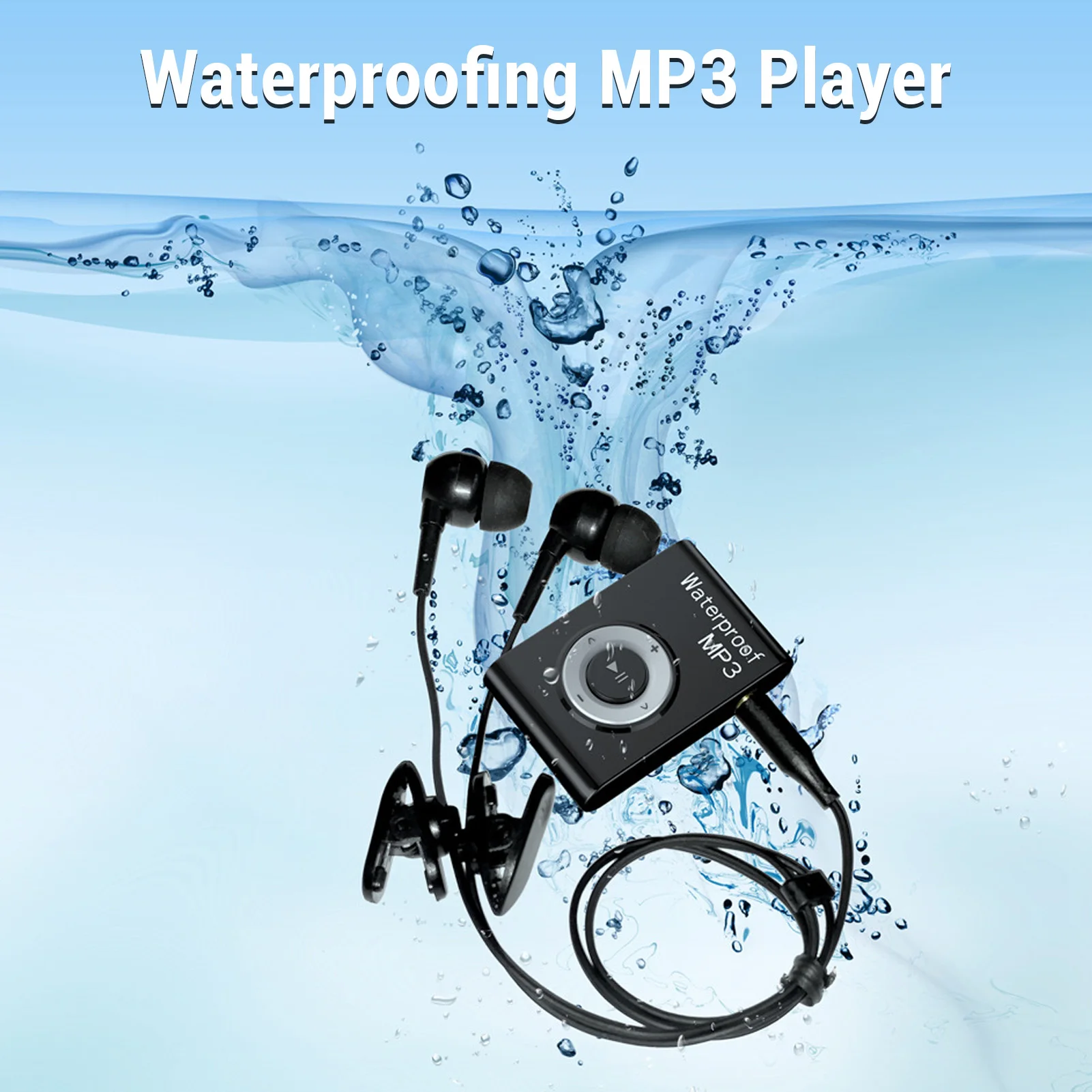 Swimming MP3 Player 8GB Memory Multifunctional Portable Underwater Music Player with Headphone for Diving Surfing Running Skiing