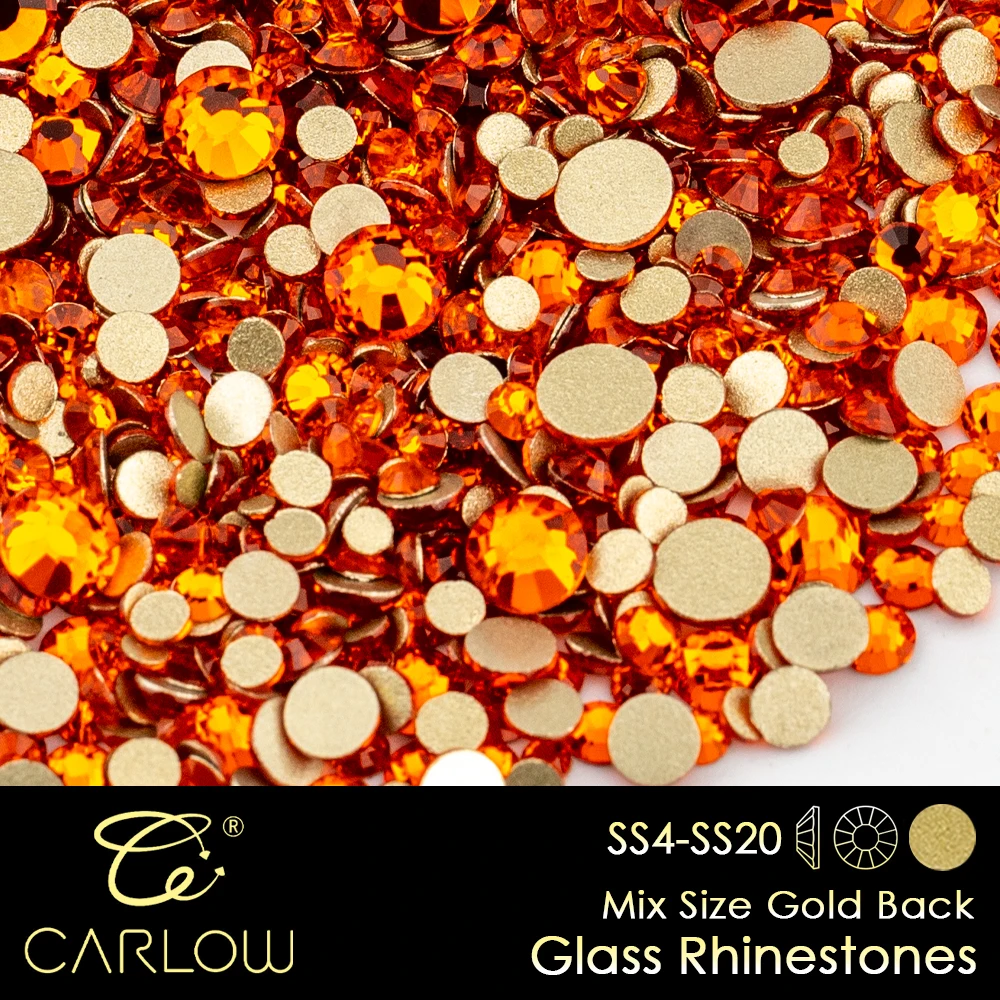 CARLOW MIx Sizes SS4-SS20 Hyacinth 1440Pcs Gold Back Rhinestone Flat Back Glitter Stones for DIY Nail Art Accessories JD-011