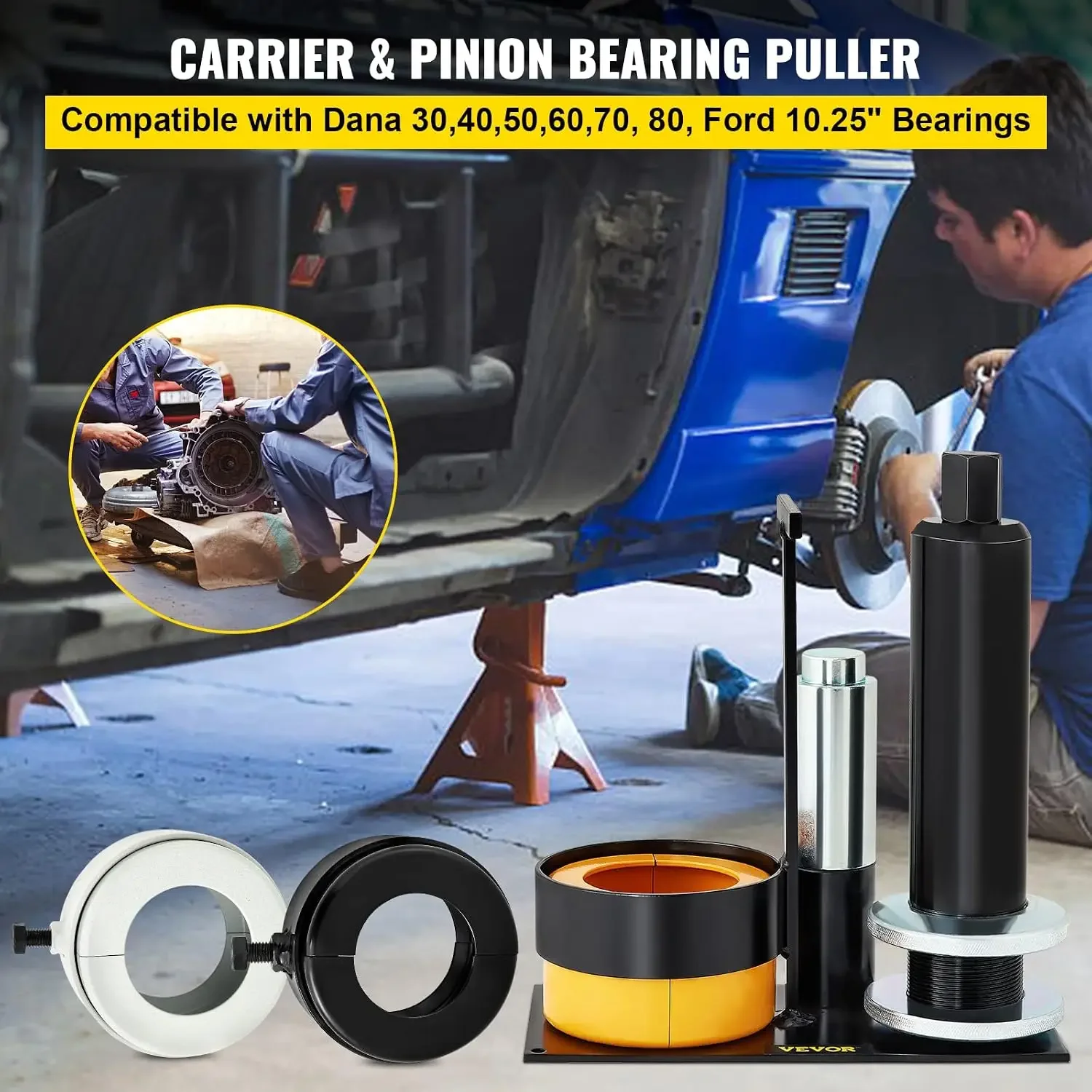 Carrier & Pinion Bearing Puller with 3 Clamshells Pinion Puller Tool | For Auto Repair, Compatible with Dana 30,40,50,60,70, 80,