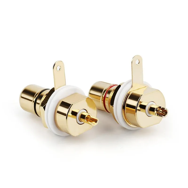 RCA Jack socket Female Socket Chassis Audio Jack Red Black Cycle Solder Plug Conector Chassis CMC Metal Gold Plated