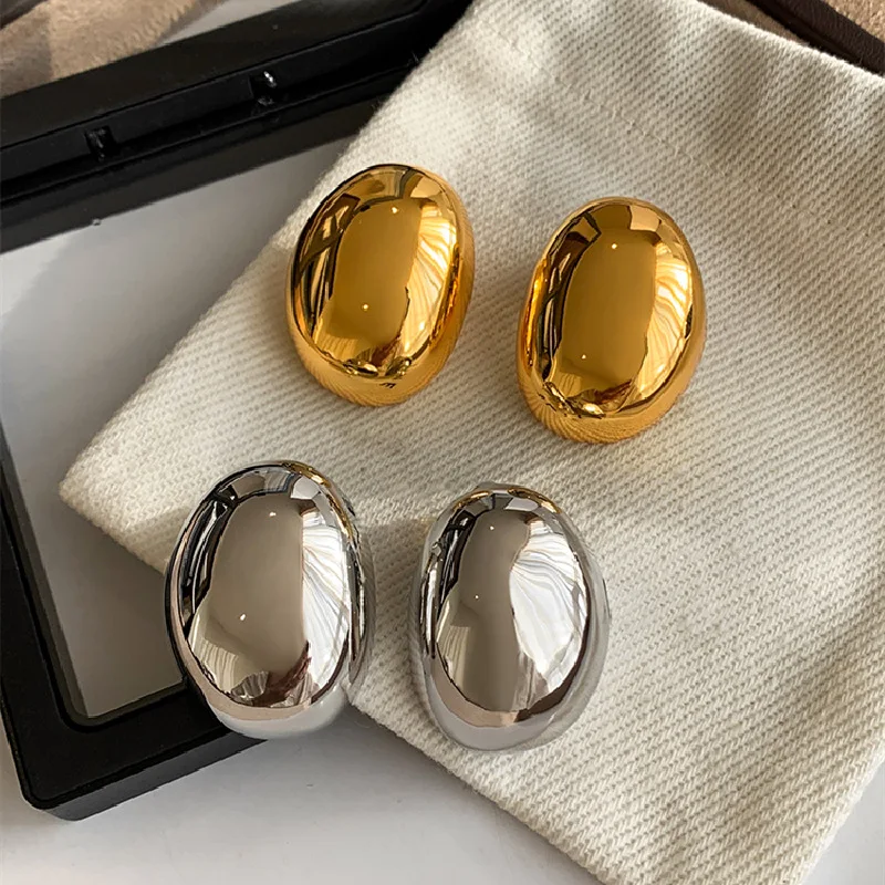 أوروبا وأمريكا الاتجاه الجديد أقراط معدنية لامعة وأقراط للنساء هدية مجوهرات بسيطة وبسيطة #5