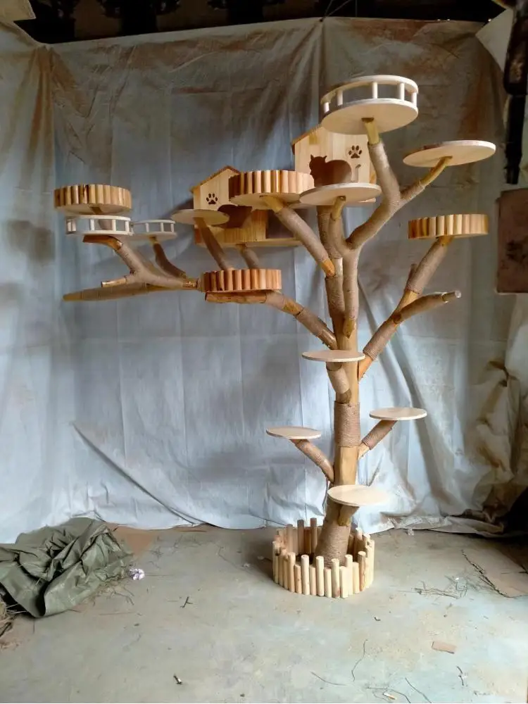 Large Log Cat Climbing Frame, Cat House, Cat Tree, Pet Furniture, Big Cat House, jumping Platform