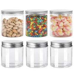 6Pcs 400g Width Mouth Storage Jar With Lid Clear Empty Cosmetic Food Containers Household Kitchen Jars For Seasoning Honey Candy