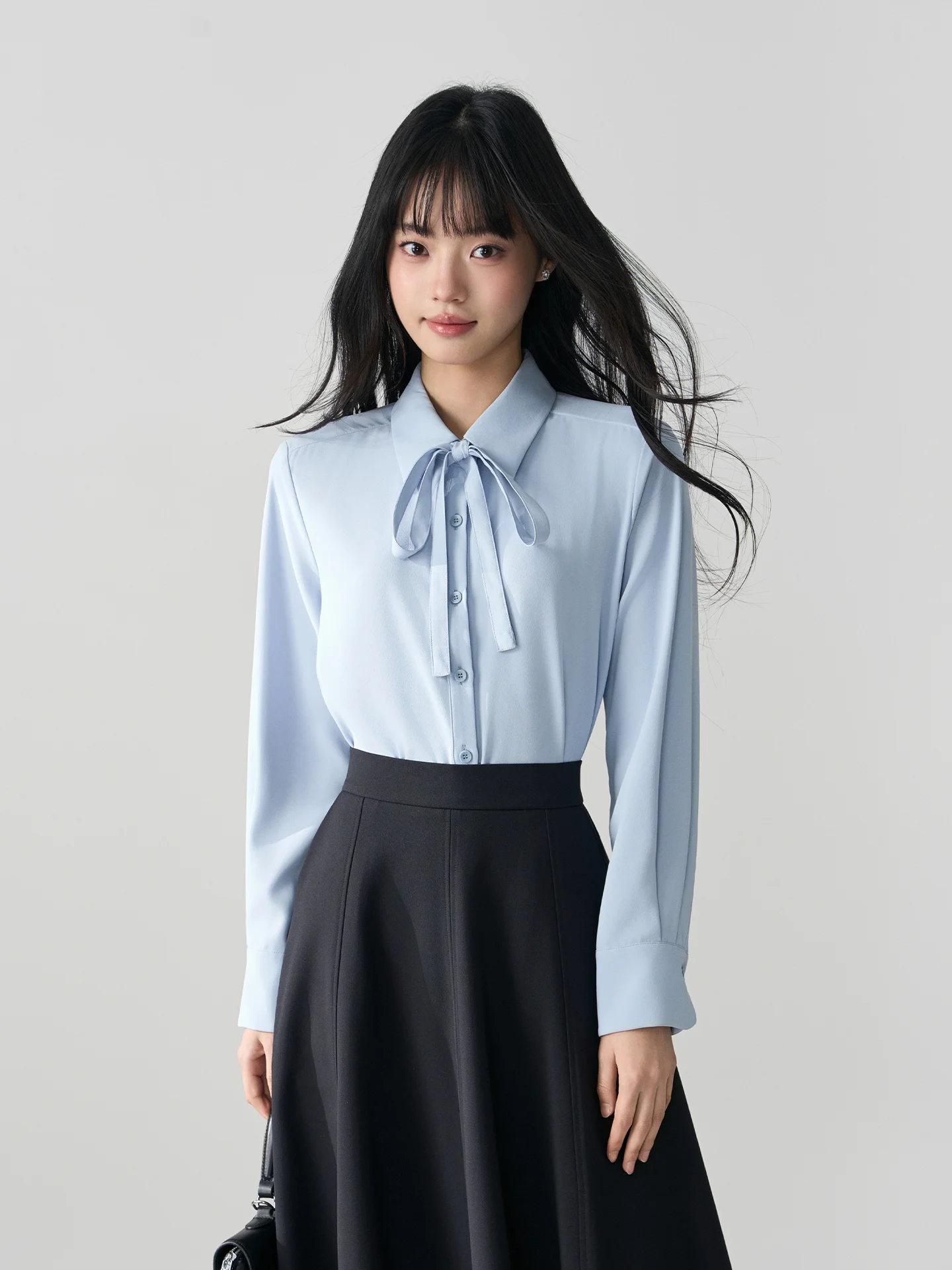 

Blue Knot Shirt Women's Spring Interview Formal Shoulder Appropriate Shirt Suit Inner Wear Casual Loose Fit