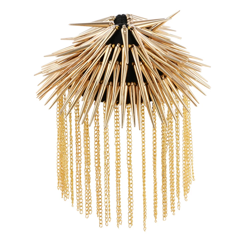 

Tassel Rivet Board Epaulets Chic Fashion Decoration Spiked Shoulder Pads Costume Ornament Durable Wearable Metal Shoulder