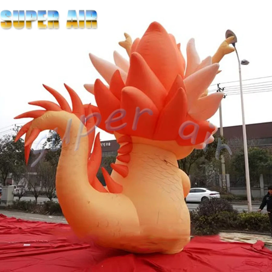 Super air custom made cartoon mascot inflatable cute dragon with air fan for festival decoration