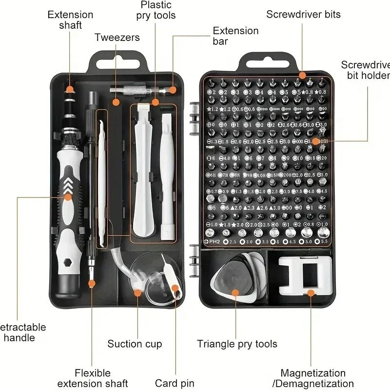 Precision Screwdriver 115 in 1 Set Magnetic Mini Screw Nuts Bits WEEKS Multifunction Household Repair Tools Kit