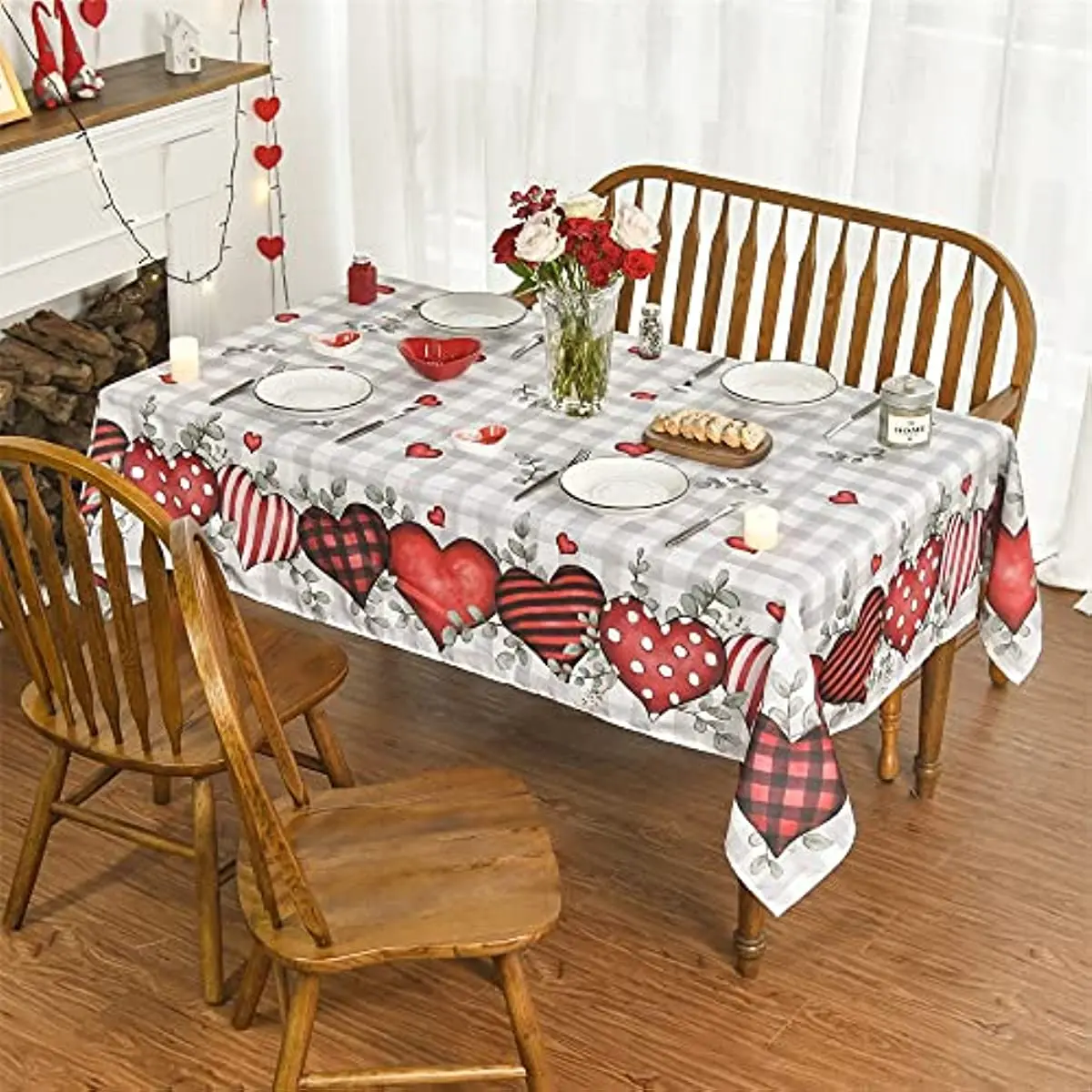 Love Pattern Kitchen Tablecloth Waterproof Table Cover Rectangular Tablecloth Coffee Table Tablecloth Wedding Decor Manteles