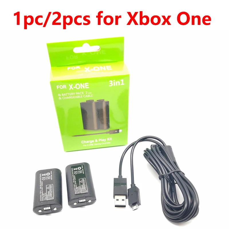 1pc/2pcs For XBOX ONE S X Rechargeable Battery Pack with 2.75m USB Charging Cable For Xbox One Wireless Game Controller Gamepad