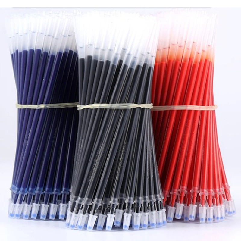 

100 Pcs Office School Gel Pen Refill Stationery Office Signature Rods Red Blue Black Ink Writing Supplies