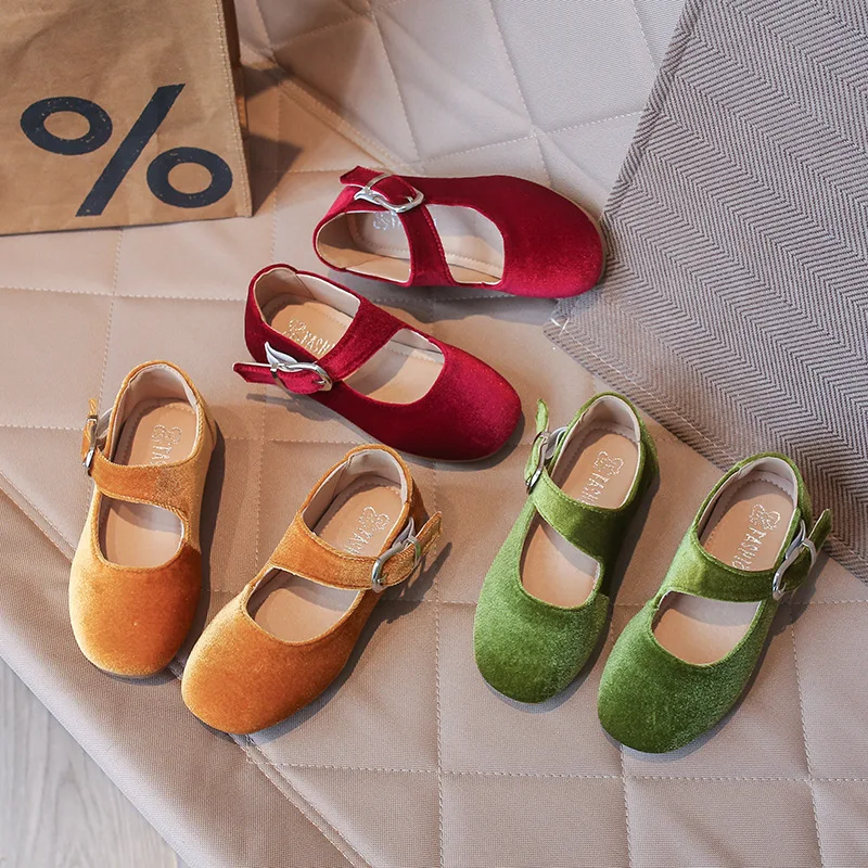 Kids'Casual Shoes Solid Color Buckle PU Leather Fashion Autumn Flat Shoes For Children Anti-slip Red Green Shoes Size 26-36