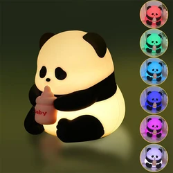 Niedliche Panda-Nachtlichter aus Silikon, wiederaufladbare LED-Nachtlichter mit Tierdekor, Kawaii für Geburtstagsgeschenke/Schlaf, Weihnachtsbeleuchtung