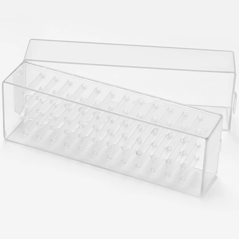 1PC Schleif Kopf Organizer 48 löcher Nagel Bohrer Bits Lagerung Box Nagel Bohrer Display-ständer Maniküre Zubehör Werkzeug Leere klar Fall